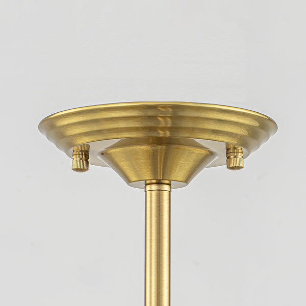 Brass 6-Light Rippled Glass Tiered Semi-Flush Mount