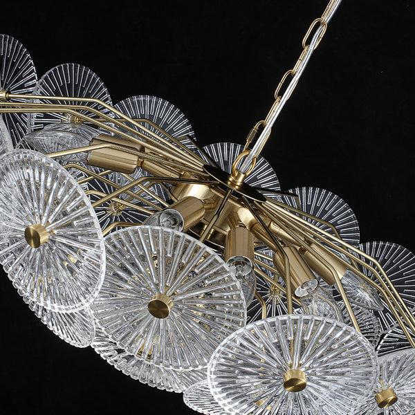 Clear 9-Light Lotus Leaf Glass Floral Chandelier