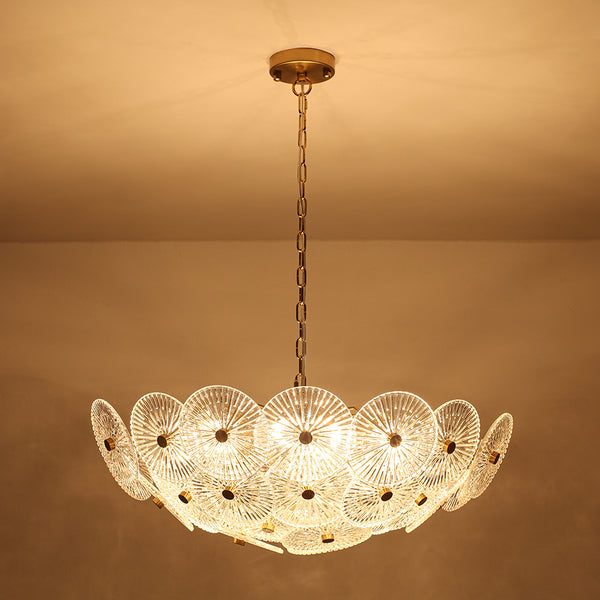 Clear 9-Light Lotus Leaf Glass Floral Chandelier