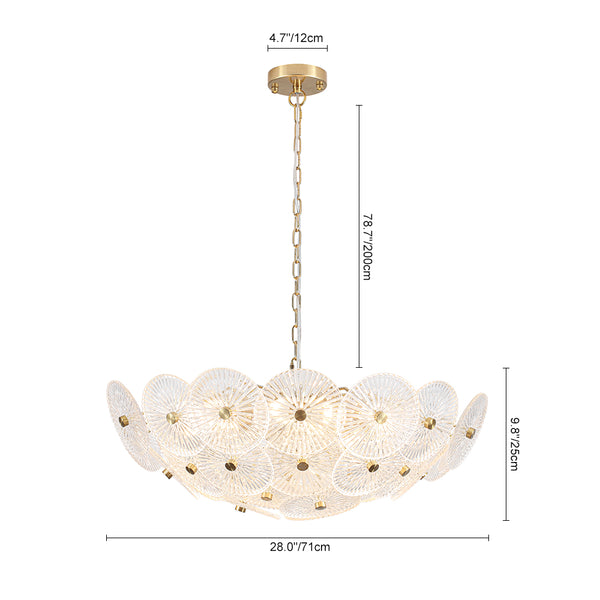 Clear 9-Light Lotus Leaf Glass Floral Chandelier
