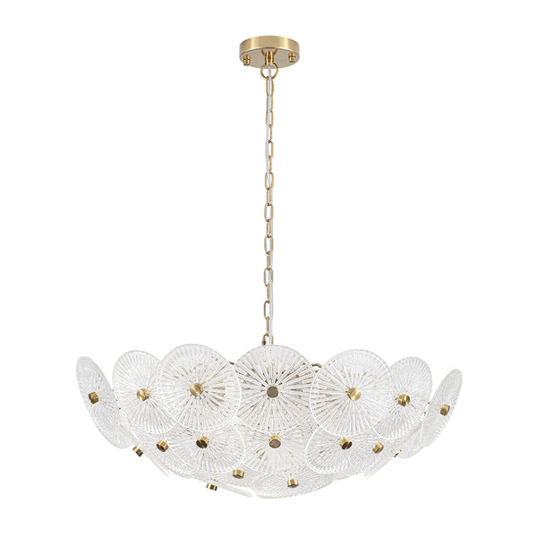 Clear 9-Light Lotus Leaf Glass Floral Chandelier