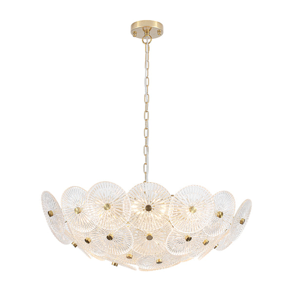 Clear 9-Light Lotus Leaf Glass Floral Chandelier