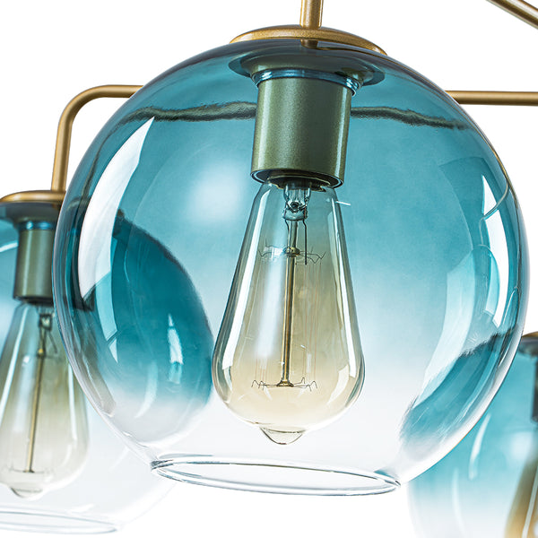 Contemporary 5-Light Hand Blown Glass Gradient Glass Globe Chandelier