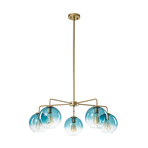 Contemporary 5-Light Hand Blown Glass Gradient Glass Globe Chandelier