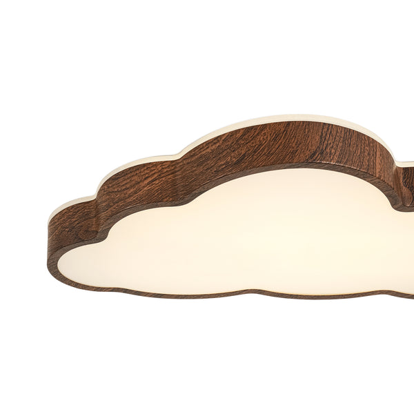 Cloud Shape Faux Wood 5CCT Selectable Dimmable LED Flush Mount