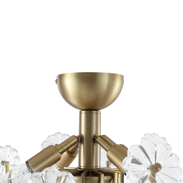 4-Light Clear Pressed Flower Glass Blossom Semi-Flush Mount