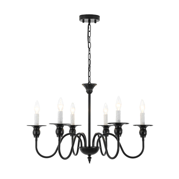 Modern Farmhouse 6-Light Swooping Arm Candle Style Chandelier