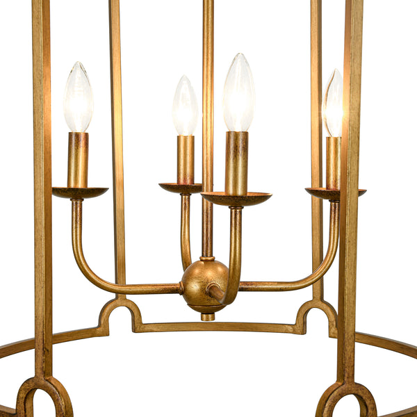 French Vintage 4-Light Cylinder Framed Lantern Pendant