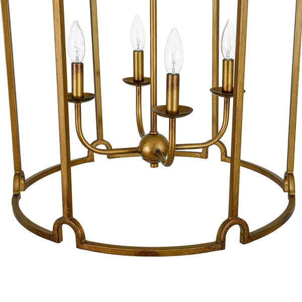 French Vintage 4-Light Cylinder Framed Lantern Pendant