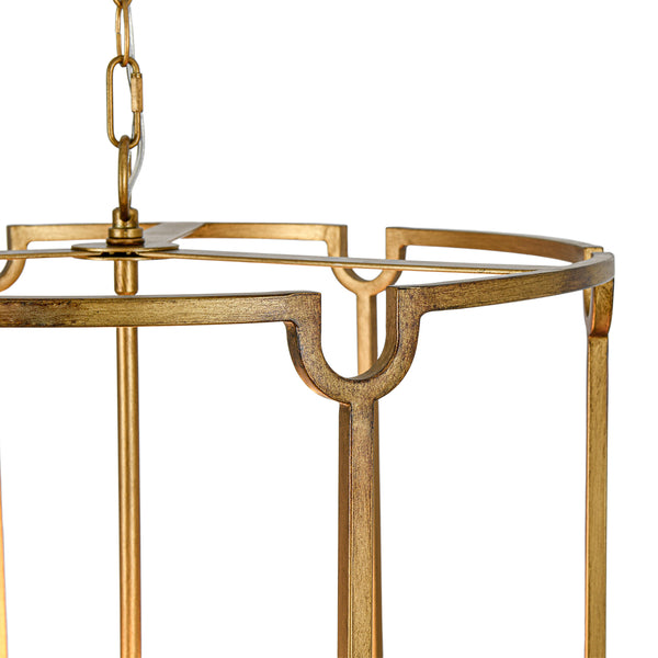 French Vintage 4-Light Cylinder Framed Lantern Pendant