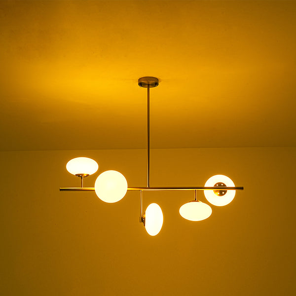 Frosted Opal 5-Light Ellipse Glass Linear Chandelier