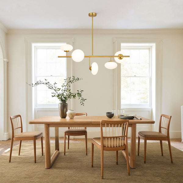 Frosted Opal 5-Light Ellipse Glass Linear Chandelier