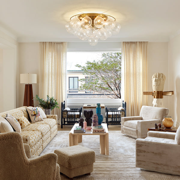 Glam 6-Light Water Pattern Swirled Glass Bubble Semi-flush Mount