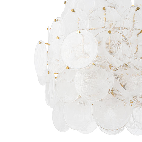12-Light Strie Glass Disc Layered Cascade Chandelier