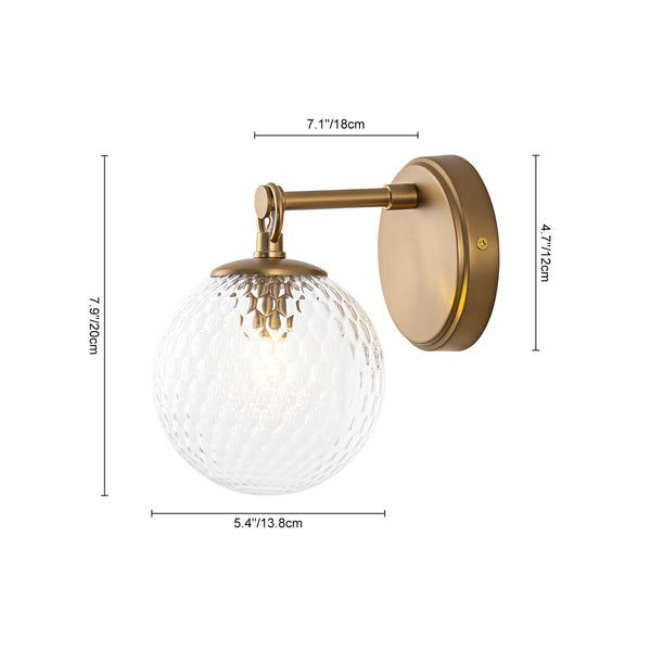 Mid-century 1-Light Clear Honeycomb Single Glass Wall Sconce
