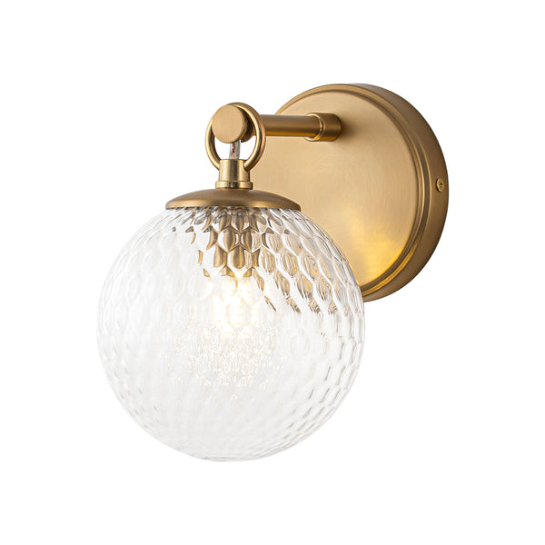 Mid-century 1-Light Clear Honeycomb Single Glass Wall Sconce