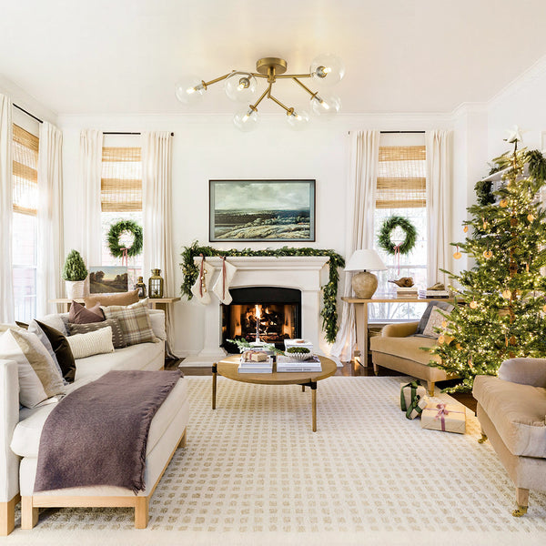 Mid-century 6-Light Clear Glass Globe Branch Semi-Flush Mount