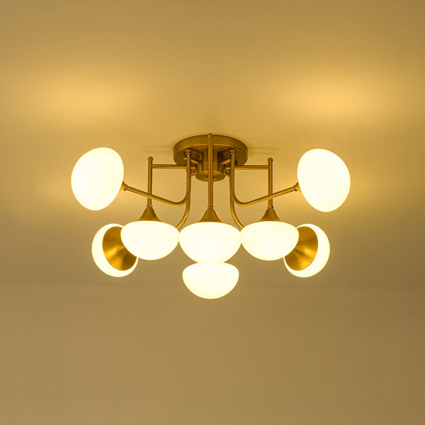 Blossom Brass 8-Light Glossy Domed Glass Semi-flush Mount