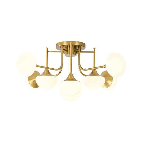 Blossom Brass 8-Light Glossy Domed Glass Semi-flush Mount