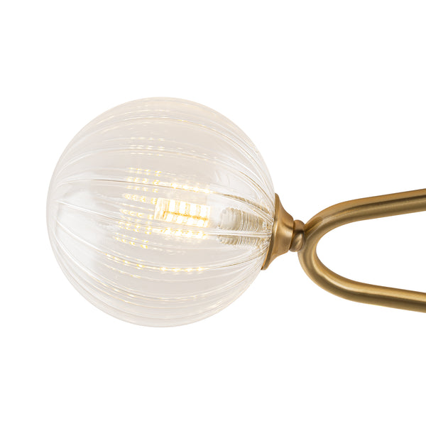 Sputnik Brass Fluted Glass Bubble Linear Semi-flush Mount
