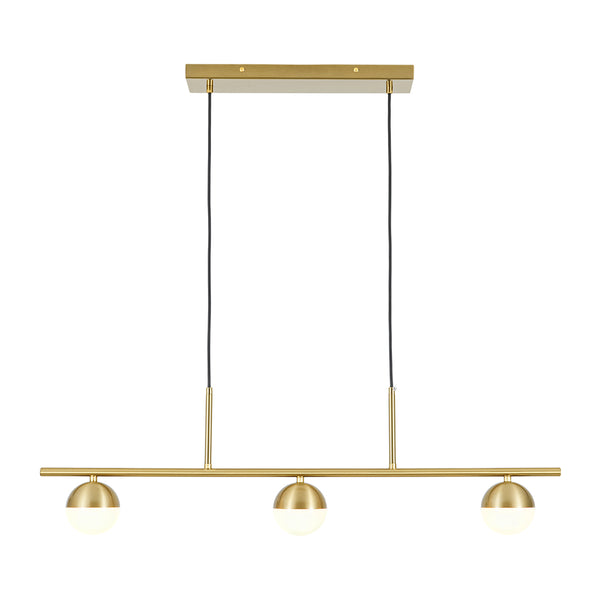 Mid-century Brass 3-Light Acrylic Half-sphere Linear Pendant