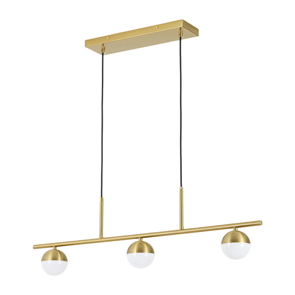 Mid-century Brass 3-Light Acrylic Half-sphere Linear Pendant