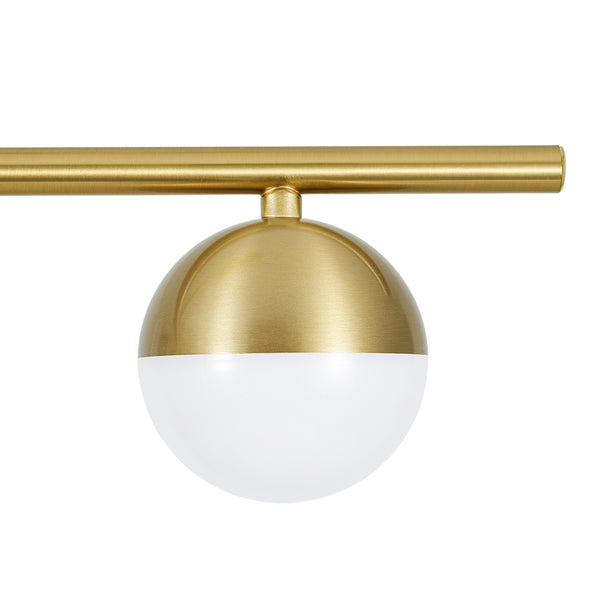 Mid-century Brass 3-Light Acrylic Half-sphere Linear Pendant