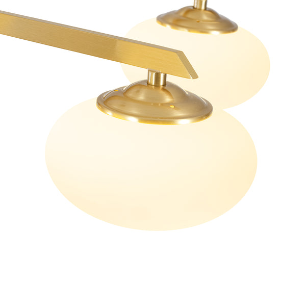 6-Light Frosted Opaline Oval Glass Sputnik Semi-flush Mount