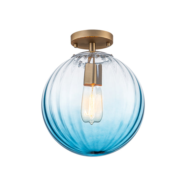 Minimalism 1-Light Striped Glass Orb Semi-flush Mount
