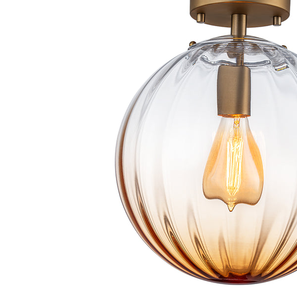 Minimalism 1-Light Striped Glass Orb Semi-flush Mount