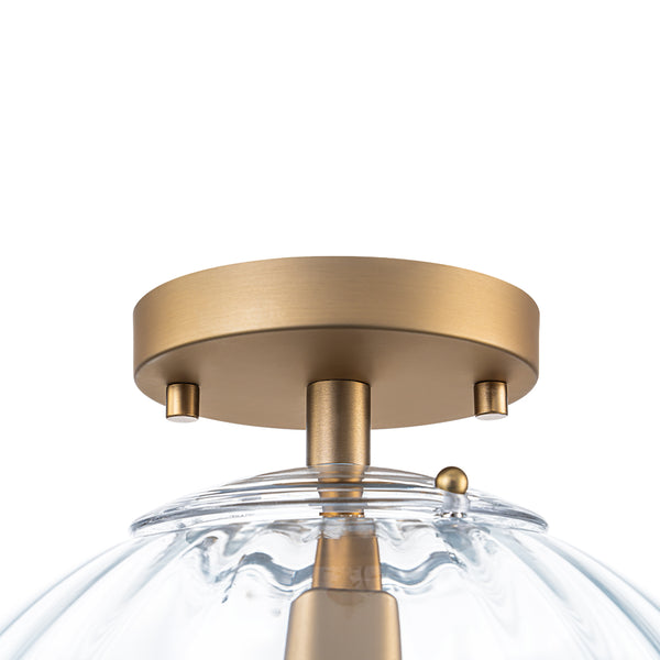 Minimalism 1-Light Striped Glass Orb Semi-flush Mount