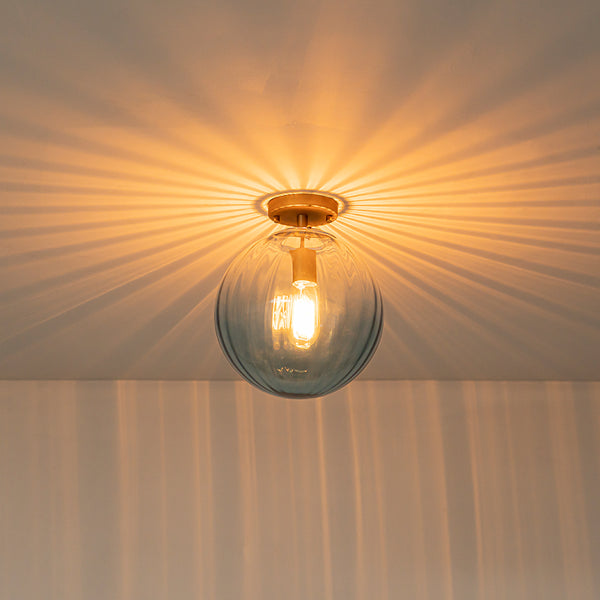 Minimalism 1-Light Striped Glass Orb Semi-flush Mount