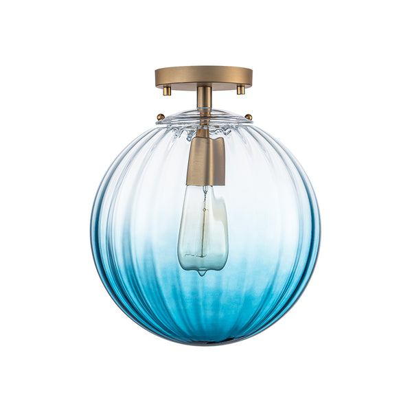 Minimalism 1-Light Striped Glass Orb Semi-flush Mount