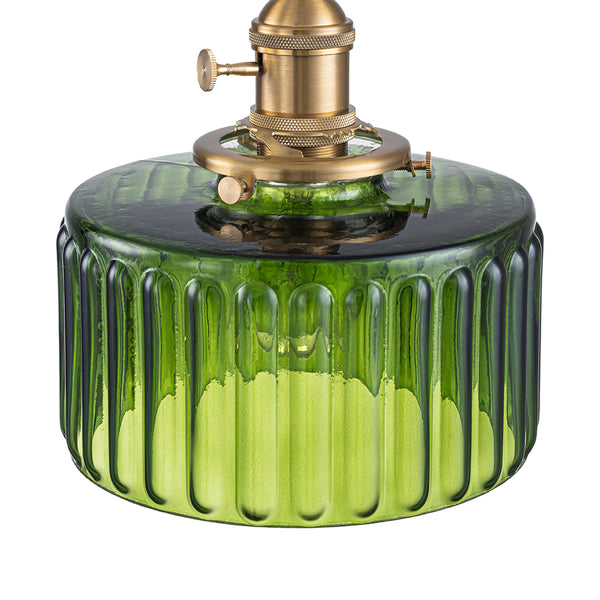Modern 1-Light Fluted Drum Glass Single Island Pendant