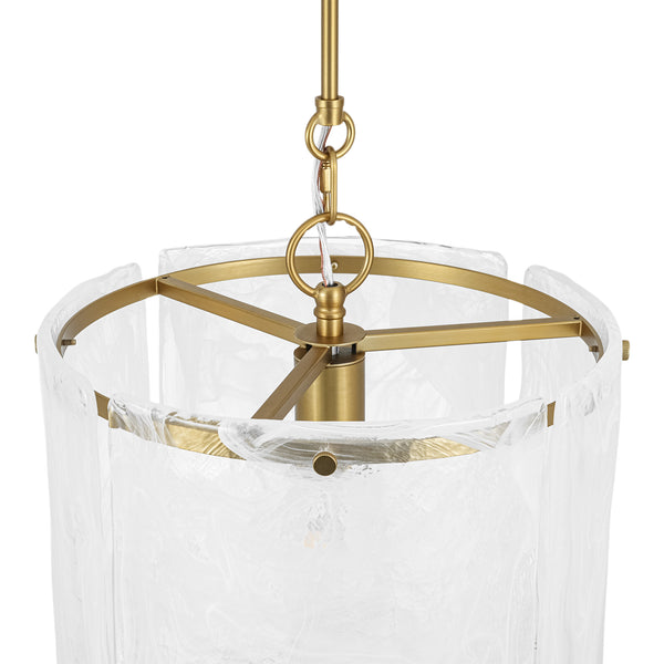 Modern 1-Light White Strie Glass Cylinder Single Pendant