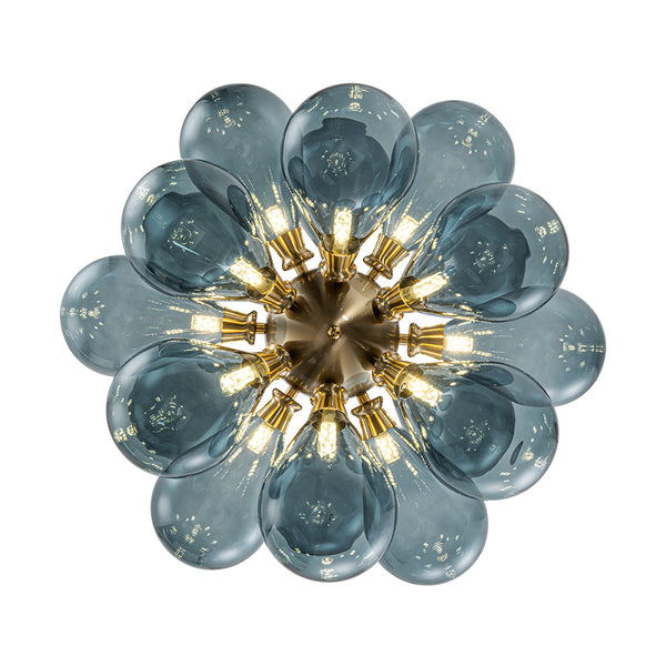 Modern 18-Light Hand Blown Glass Cluster Chandelier