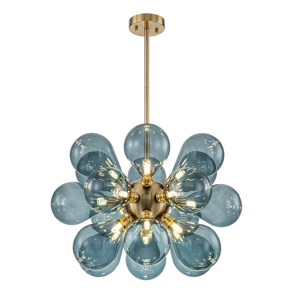 Modern 18-Light Hand Blown Glass Cluster Chandelier