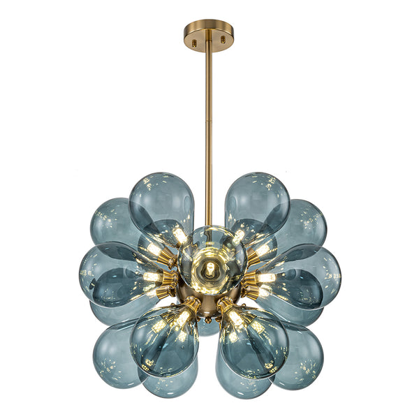 Modern 18-Light Hand Blown Glass Cluster Chandelier
