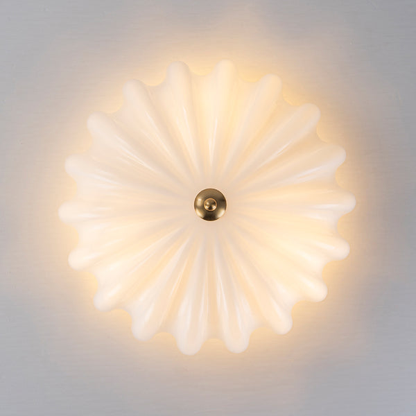 Modern 3-Light Glossy White Daisy Glass Semi-Flush Mount