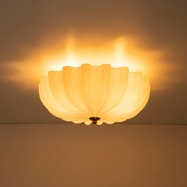 Modern 3-Light Glossy White Daisy Glass Semi-Flush Mount