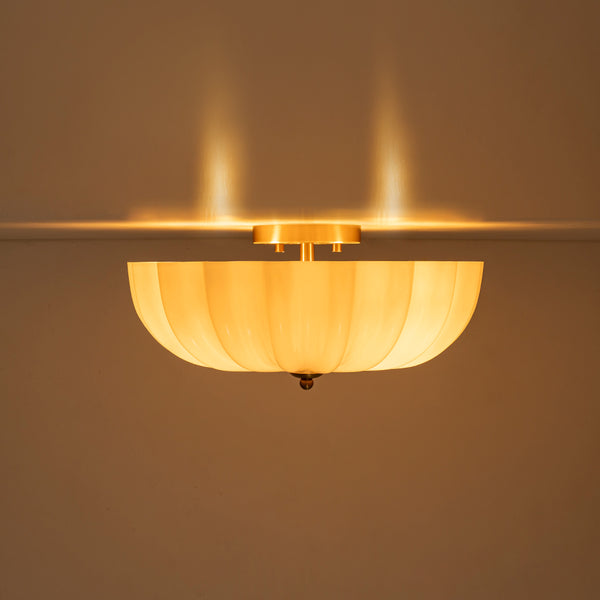 Modern 3-Light Glossy White Daisy Glass Semi-Flush Mount