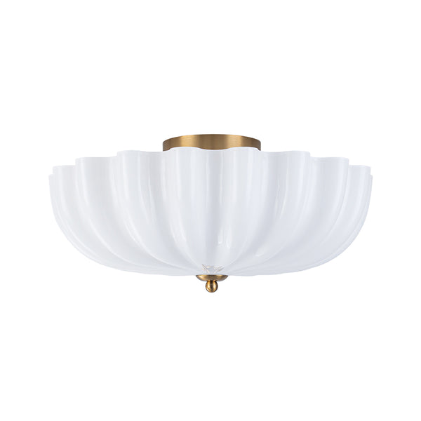 Modern 3-Light Glossy White Daisy Glass Semi-Flush Mount