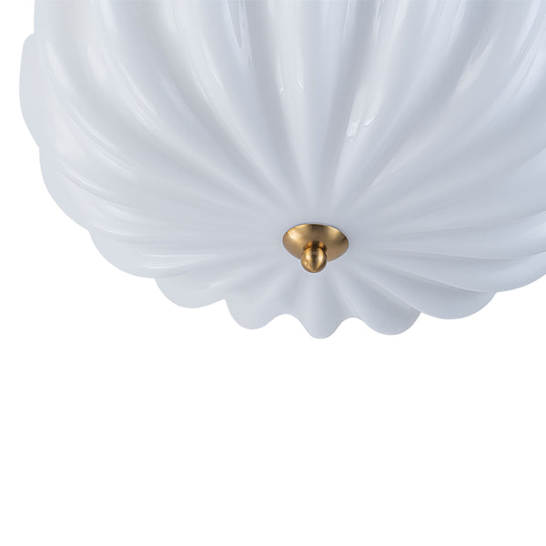 Modern 3-Light Glossy White Daisy Glass Semi-Flush Mount