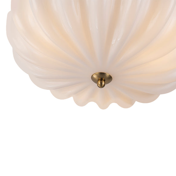 Modern 3-Light Glossy White Daisy Glass Semi-Flush Mount