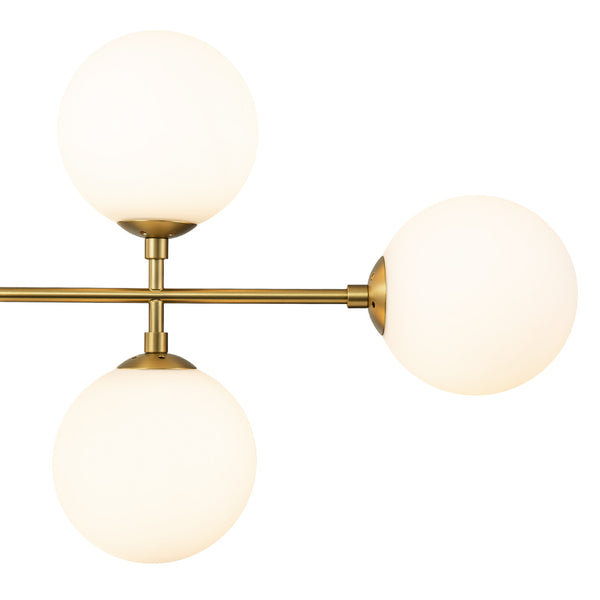 Modern 8-Light Linear Opal Glass Globe Chandelier