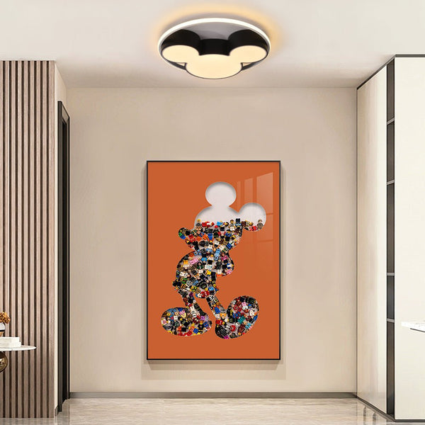 Modern Black Mickey Mouse Dimmable LED Flush Mount