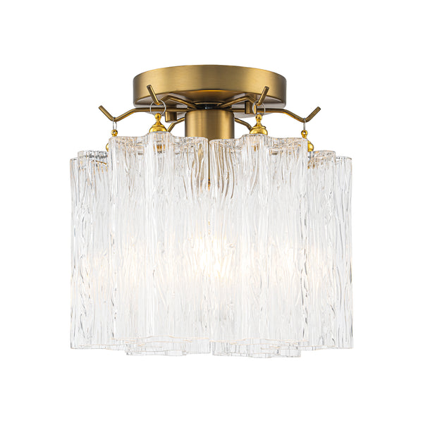 Modern Glam 1-Light Tronchi Murano Glass Stacked Semi-flush Mount