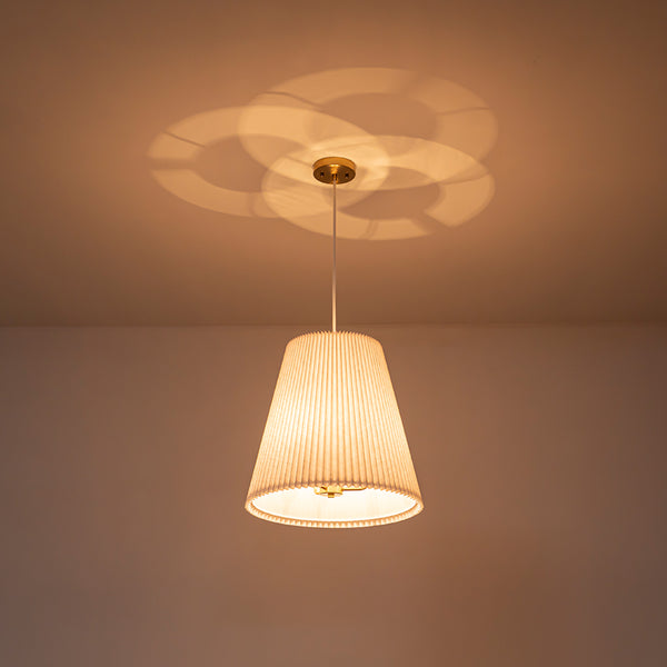 Modern Rustic 3-Light A-line Pleated Conical Drum Pendant