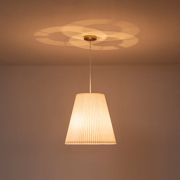 Modern Rustic 3-Light A-line Pleated Conical Drum Pendant