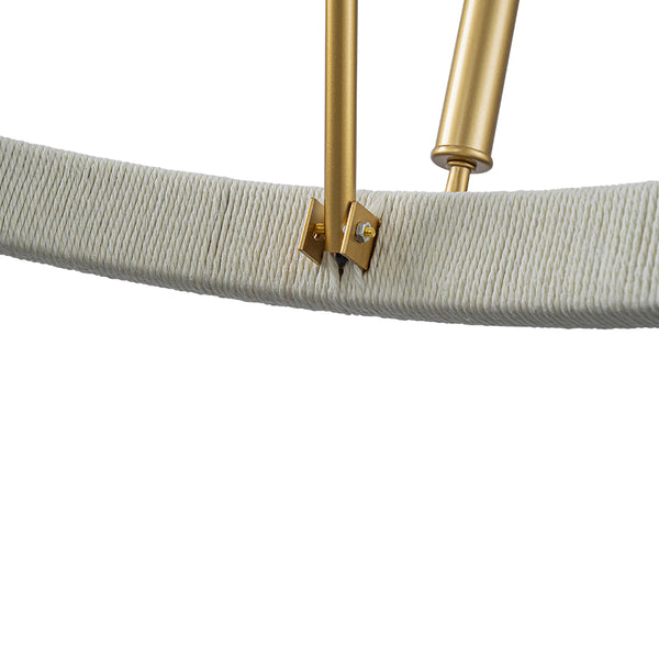 Modern Rustic 6-Light Candlestick Cotton thread Wagon Wheel Chandelier